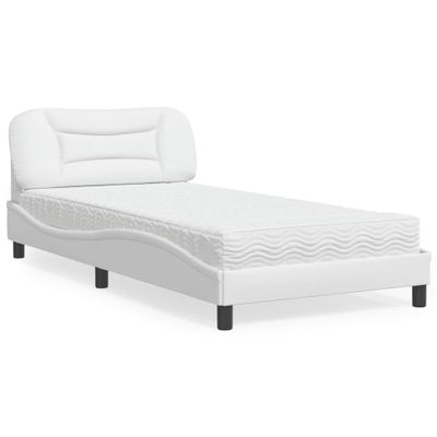 vidaXL Posteľ s matracom Hvar biela 100x200 cm umelá koža