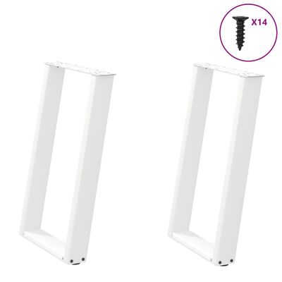 vidaXL Nohy k jedálenskému stolu v tvare U, 2 ks, biele, 60 x (72-73) cm, oceľové