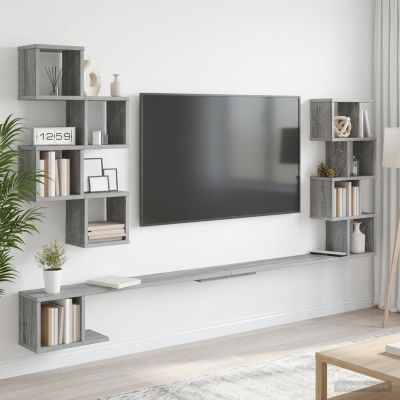 vidaXL Nástenná polica na TV Sivý Sonoma 200 x 15 x 94 cm