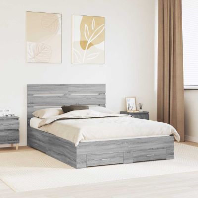 vidaXL Rám postele Sivý Sonoma 140 x 190 cm Kompozitné drevo