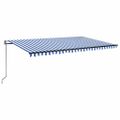 vidaXL Automatická markíza, LED a senzor vetra 500x300 cm, modrá/biela