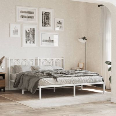 vidaXL Kovový rám postele s čelom biely 180x200 cm