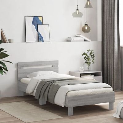vidaXL Posteľný rám s čelom sivý sonoma 75x190 cm kompozitné drevo