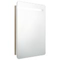 vidaXL LED kúpeľňová zrkadlová skrinka biela a farba dubu 60x11x80 cm