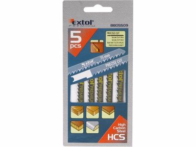 Plátky do přímočaré pily 5ks, 75x4,0mm, úchyt UNIVERSAL, HCS EXTOL-PREMIUM