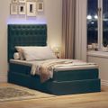 vidaXL LED úložná posteľ s matracom Tmavozelená 90 x 190 cm Zamat