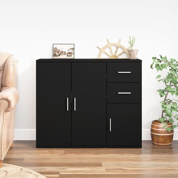 vidaXL Komoda čierna 91x29,5x75 cm spracované drevo