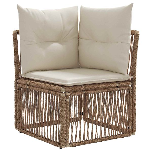 vidaXL Rohová sofa Béžová polyratan