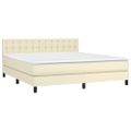 vidaXL Boxspring posteľ s matracom krémová 160x200 cm umelá koža