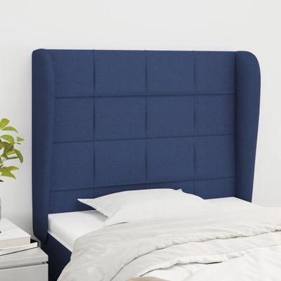 vidaXL Čelo postele so záhybmi modré 83x23x118/128 cm látka