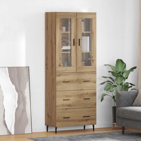 vidaXL Highboard so zásuvkou 2 pcs Remeselný dub Kompozitné drevo