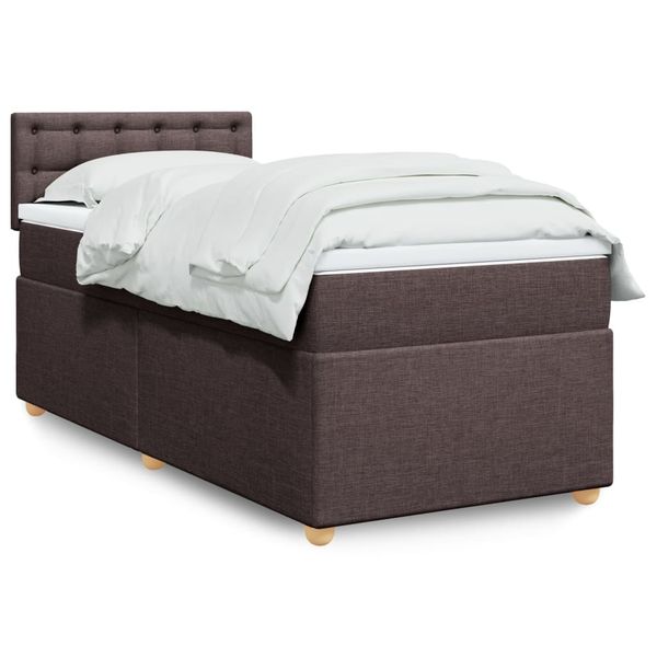 vidaXL Posteľný rám boxsping s matracom hnedý 80x200 cm látka