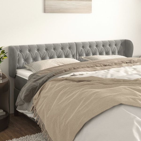 vidaXL Čelo postele so záhybmi bledosivé 203x23x78/88 cm zamat