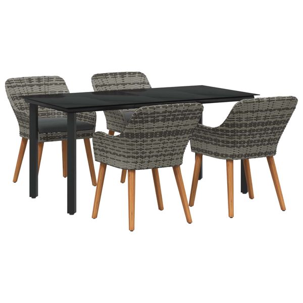 vidaXL Záhradný jedálenský set s vankúšom 5 pcs Sivá polyratan
