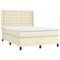vidaXL Boxspring posteľ s matracom a LED krémová 140x190 cm umelá koža