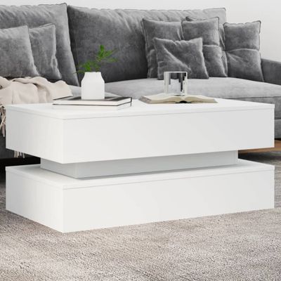 Konferenčný stolík vidaXL s LED svetlami biely 90x50x40 cm