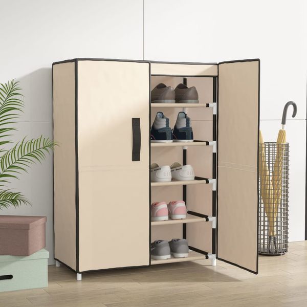 vidaXL Skrinka na topánky krémová 60x28x90 cm látková