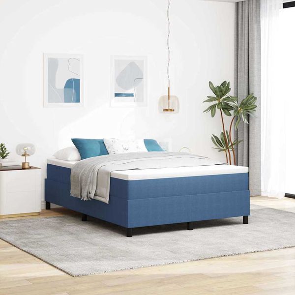 vidaXL Posteľ s pružinovým rámom Modrá a biela 140 x 200 cm
