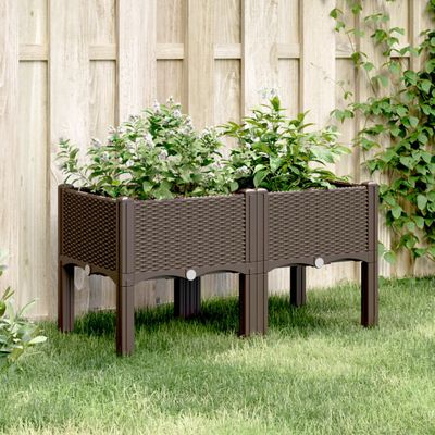 vidaXL Záhradný kvetináč s nohami hnedý 80x40x42 cm PP