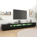 vidaXL TV skrinka s LED svetlami lesklá čierna 300x35x40 cm