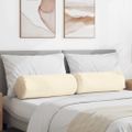 vidaXL Podložkové vankúše 2 pcs Krémová Ø 25 x 70 cm Kordúrová tkanina