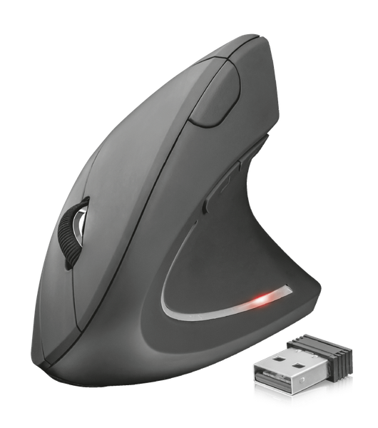 TRUST Verto/Vertikálna/Optická/Pre pravákov/1 600 DPI/Bezdrôtová USB/Čierna