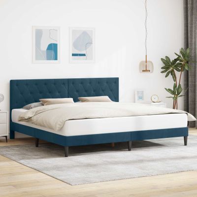 vidaXL Rám postele s čelnou doskou Modrá 180 x 200 cm Zamat