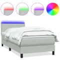 vidaXL Posteľný rám boxsping s matracom a LED bledosivý 90x220 cm zamat