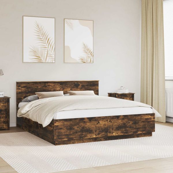 vidaXL Rám postele Dymový dub 180 x 200 cm Kompozitné drevo