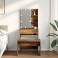 VidaXL súprava toaletného stolíka s LED diódou Old Wood