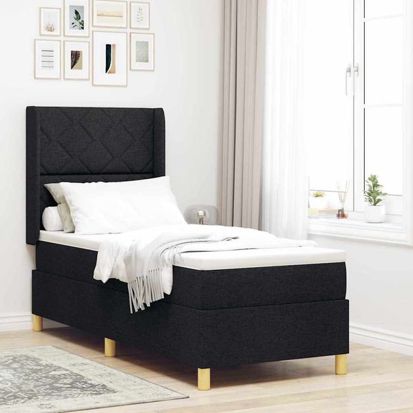 vidaXL Posteľ s pružinovým rámom Čierna 80 x 200 cm látka