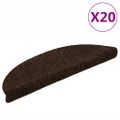 vidaXL Schodové rohože, samolepiace, 20 ks, 56x17x3 cm, hnedé, polkruhové