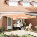 vidaXL Sklopná markíza Žltá a oranžová 450 × 300 cm Polyester