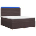 vidaXL LED boxspring posteľ s matracom Tmavohnedá 140 x 190 cm Látka