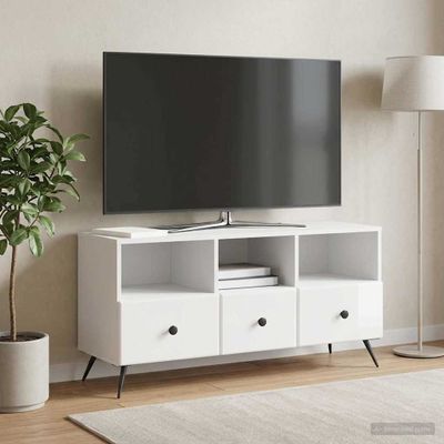 vidaXL TV skrinka Biela s vysokým leskom 102 x 34,5 x 50 cm