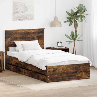 vidaXL Rám postele Dymová dub 100 x 200 cm Inžinierske drevo