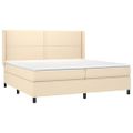 vidaXL Posteľ boxsping s matracom a LED krémová 200x200 cm látka