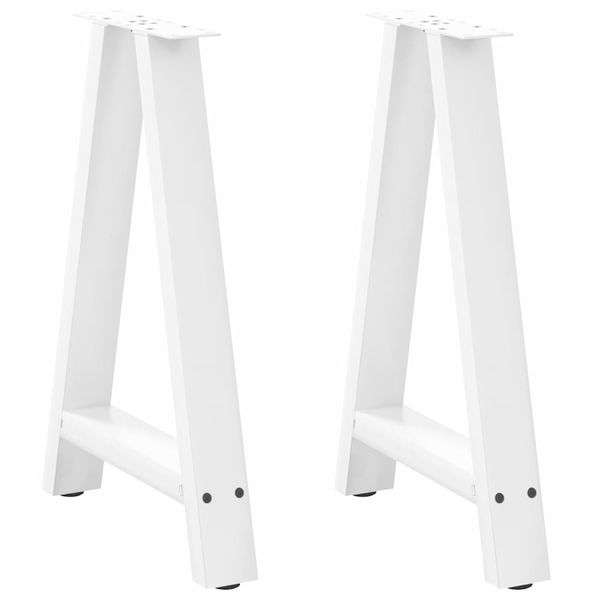 vidaXL Nohy k jedálenskému stolu v tvare A, 2 ks, biele, 50 x (72-73) cm, oceľové