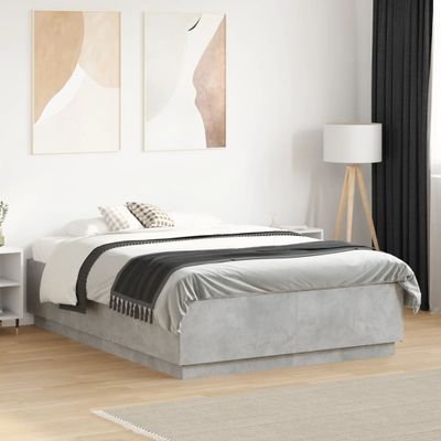 vidaXL Posteľný rám betónový sivý 140x190 cm borovicový masív