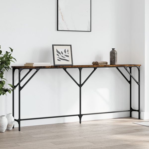 vidaXL Konzolový stolík dymový dub 180x23x75 cm kompozitné drevo