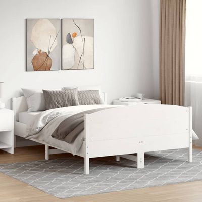 vidaXL Posteľ bez matraca biely 135x190 cm masívna borovica