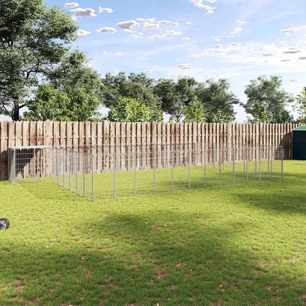 vidaXL Koterec pre psy strieborný 25,41 m² oceľ