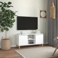 vidaXL TV skrinka s nožičkami z masívneho dreva biela 103,5x35x50 cm