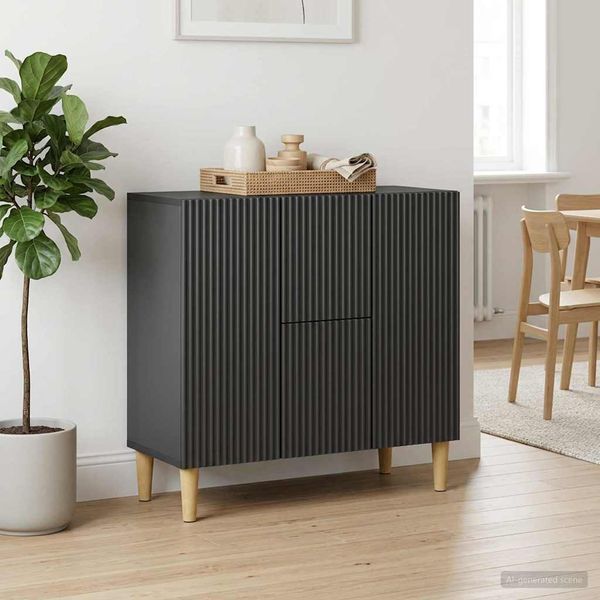 vidaXL Servírovacia skriňa Čierna 89 x 34,5 x 60 cm Kompozitné drevo