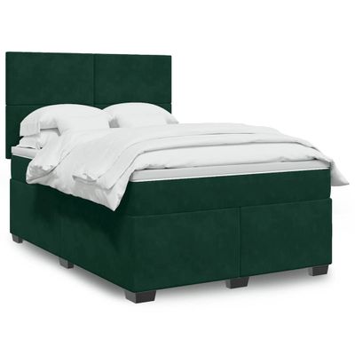 vidaXL Posteľný rám boxsping s matracom tmavozelený 160x200 cm zamat