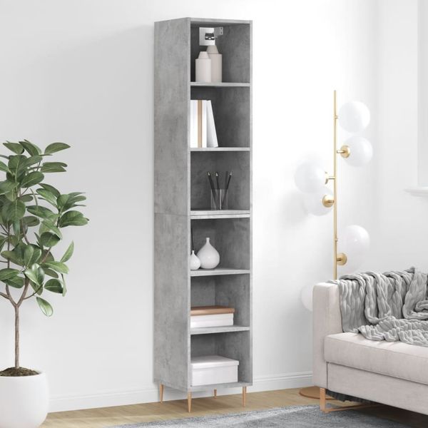vidaXL Vysoká skrinka betónová sivá 69,5x32,5x180 cm spracované drevo