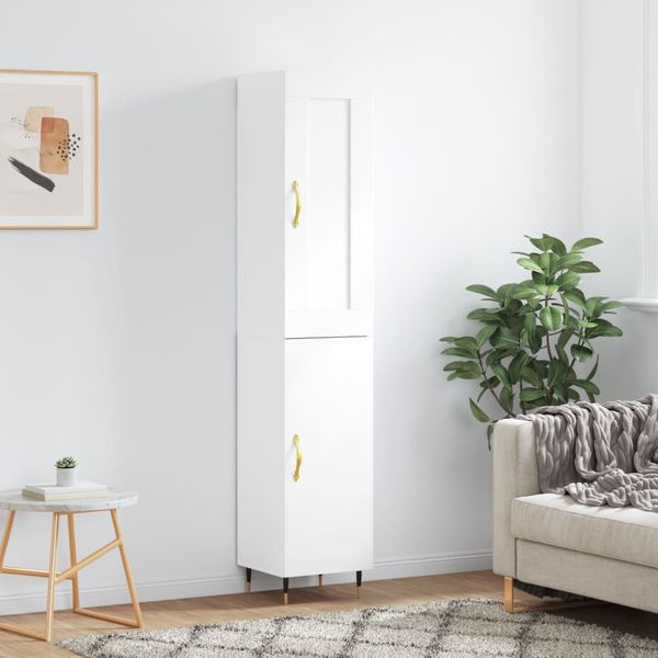 vidaXL Vysoká skrinka biela 34,5x34x180 cm spracované drevo