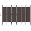 vidaXL Paraván so 6 panelmi, hnedý 240x180 cm
