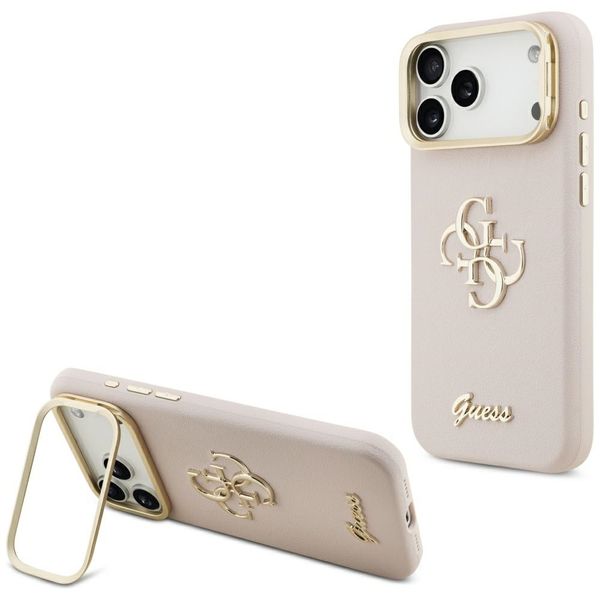 Puzdro Guess Grained Big 4G & Stand Camera pre iPhone 17 Pro Max ružové