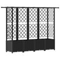 vidaXL Vyvýšený záhon s mriežkou a strechou Čierna 202 x 40 x 136 cm